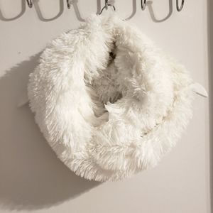 Furocious Faux Fur Collection18 Snood Scarf White Ultra Soft Luxury Fall Winter